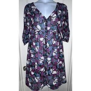 Torrid Dress Sheer Skull Floral Print Sz 0
